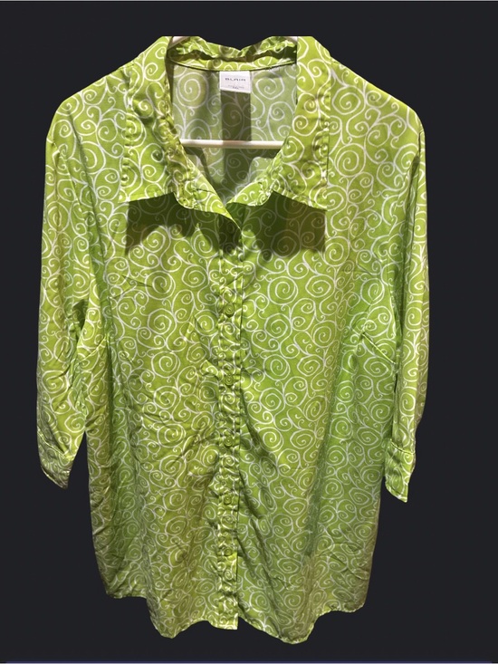 Blair Tops - Blair Lime Green Swirl Button-Down Shirt